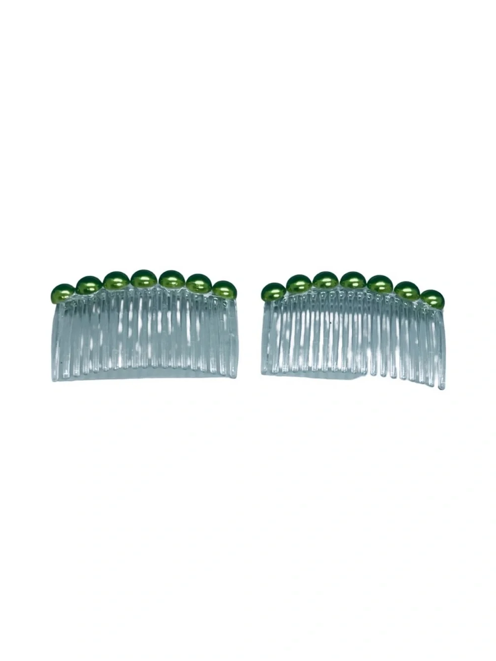 Elegant Olive Green Faux Pearl Hair Combs 2 Pc Set FINAL PRICE DROP